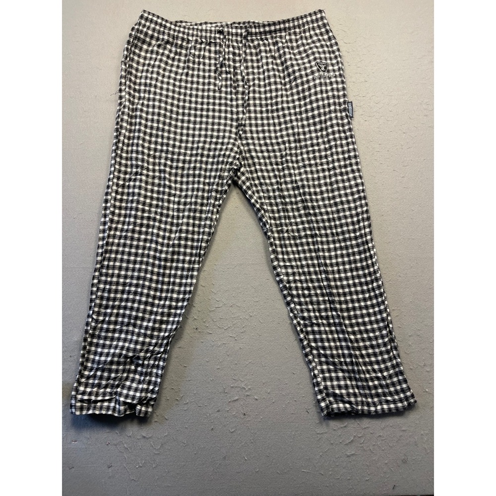NFL Oakland Raiders Pajama Pants Woven Gingham Black White 2XL Mens